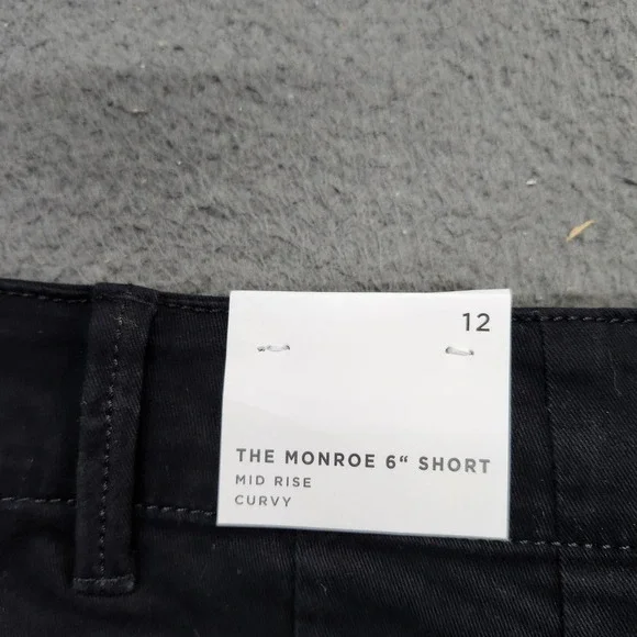 LOFT Monroe 6" Shorts Womens 12 Black Curvy Mid Rise Chino Twill New Tags - Picture 9 of 10